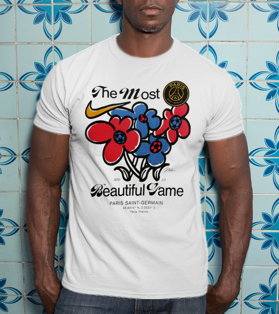 The Most Beautiful Game Paris Saint-Germain Logo And Floral T-Shirt