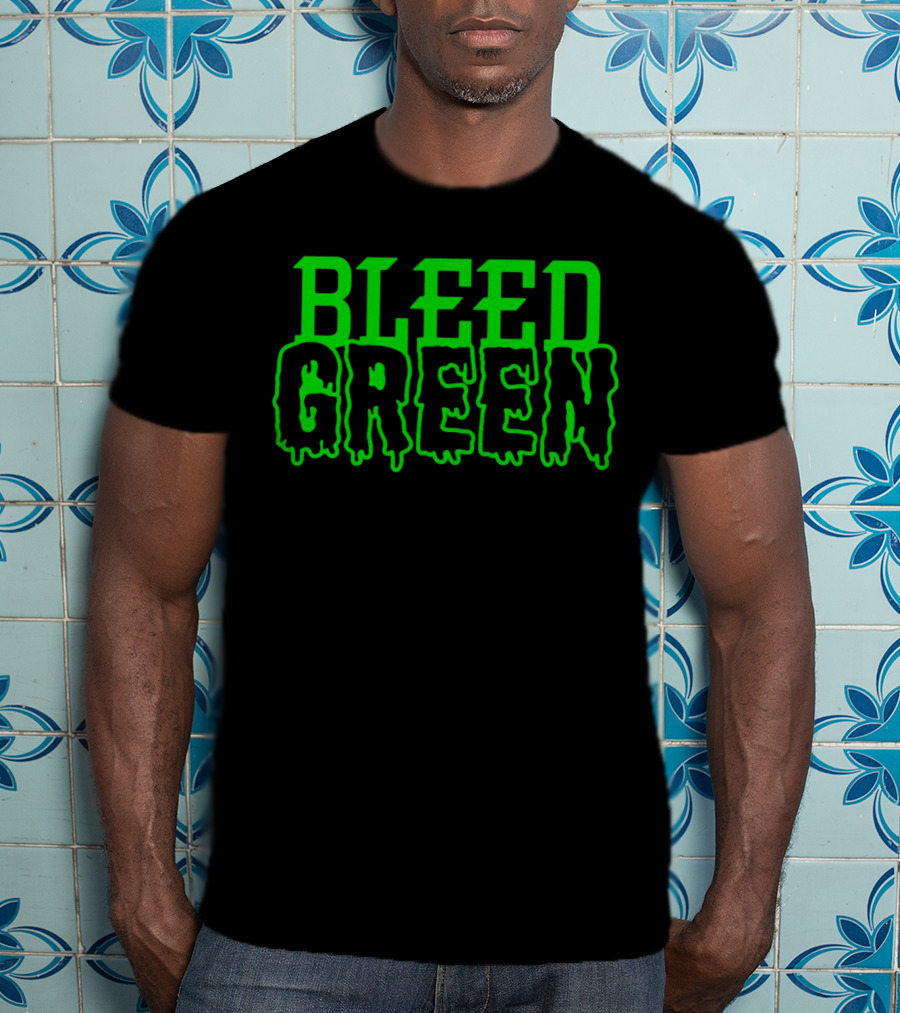 Bleed Green Dripping Neon Text T-Shirt