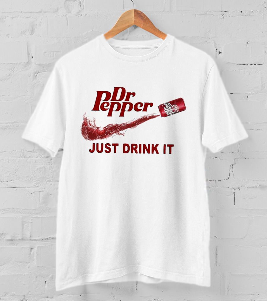 Dr Pepper Just Drink It Red Can Swoosh T-Shirt