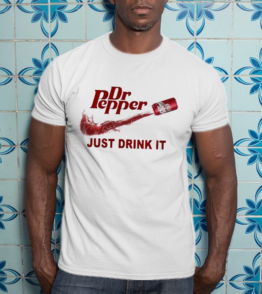 Dr Pepper Just Drink It Red Can Swoosh T-Shirt