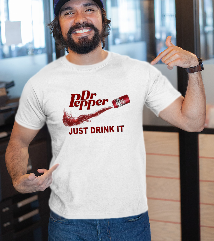 Dr Pepper Just Drink It Red Can Swoosh T-Shirt