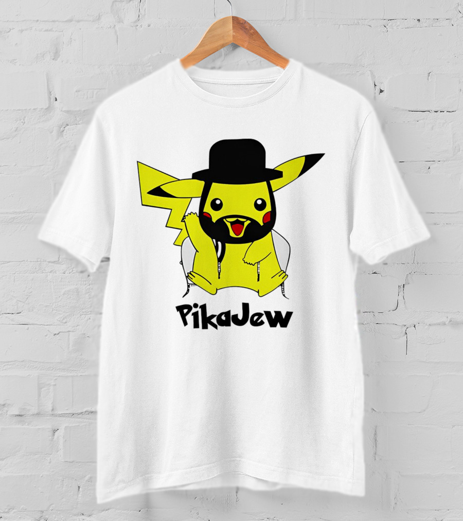 PikaJew Pikachu Hasidic Jewish Fusion Character With Yarmulke And Payot T-Shirt