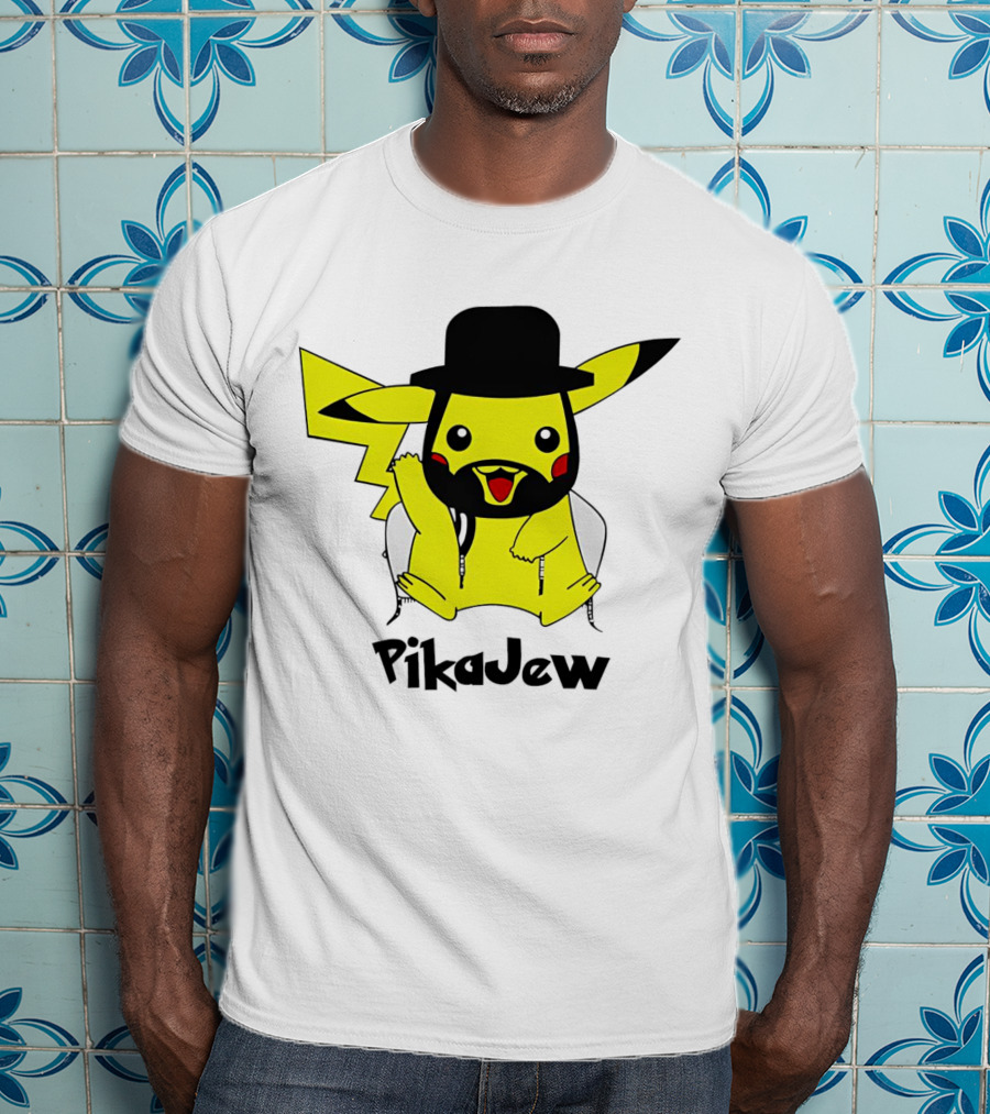 PikaJew Pikachu Hasidic Jewish Fusion Character With Yarmulke And Payot T-Shirt