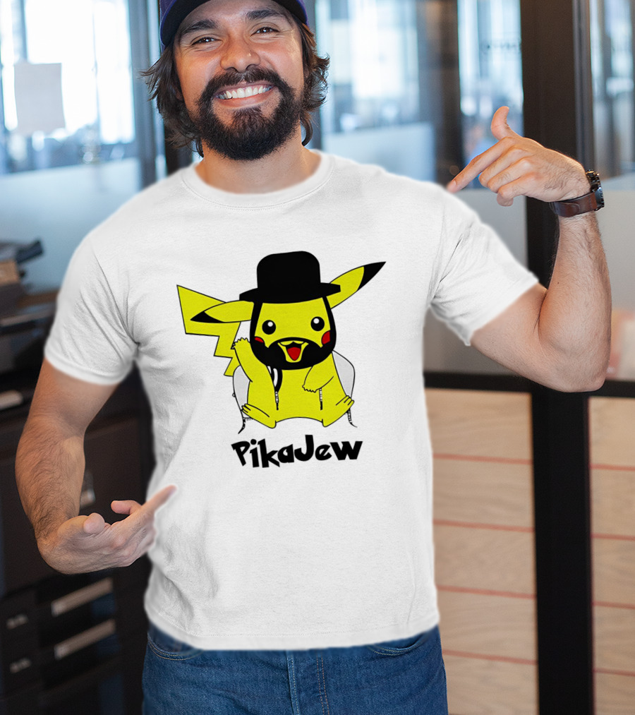PikaJew Pikachu Hasidic Jewish Fusion Character With Yarmulke And Payot T-Shirt