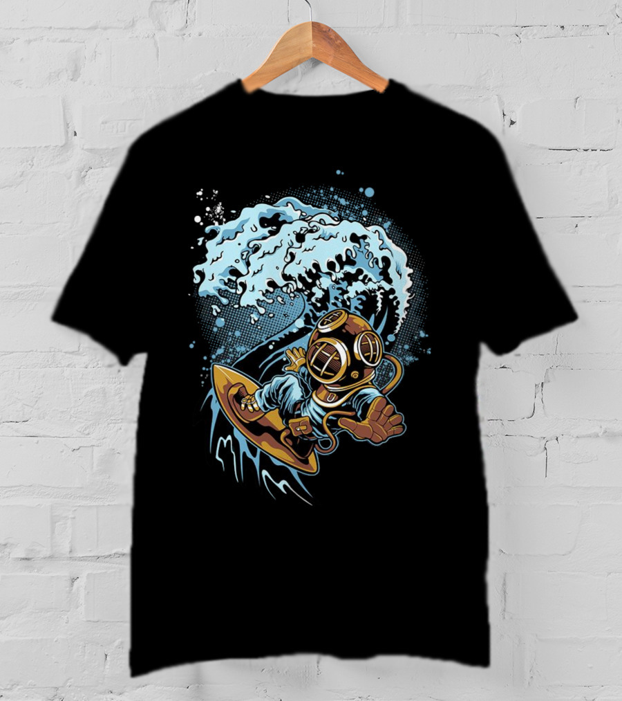 Vintage Diver Riding Cosmic Wave T-Shirt