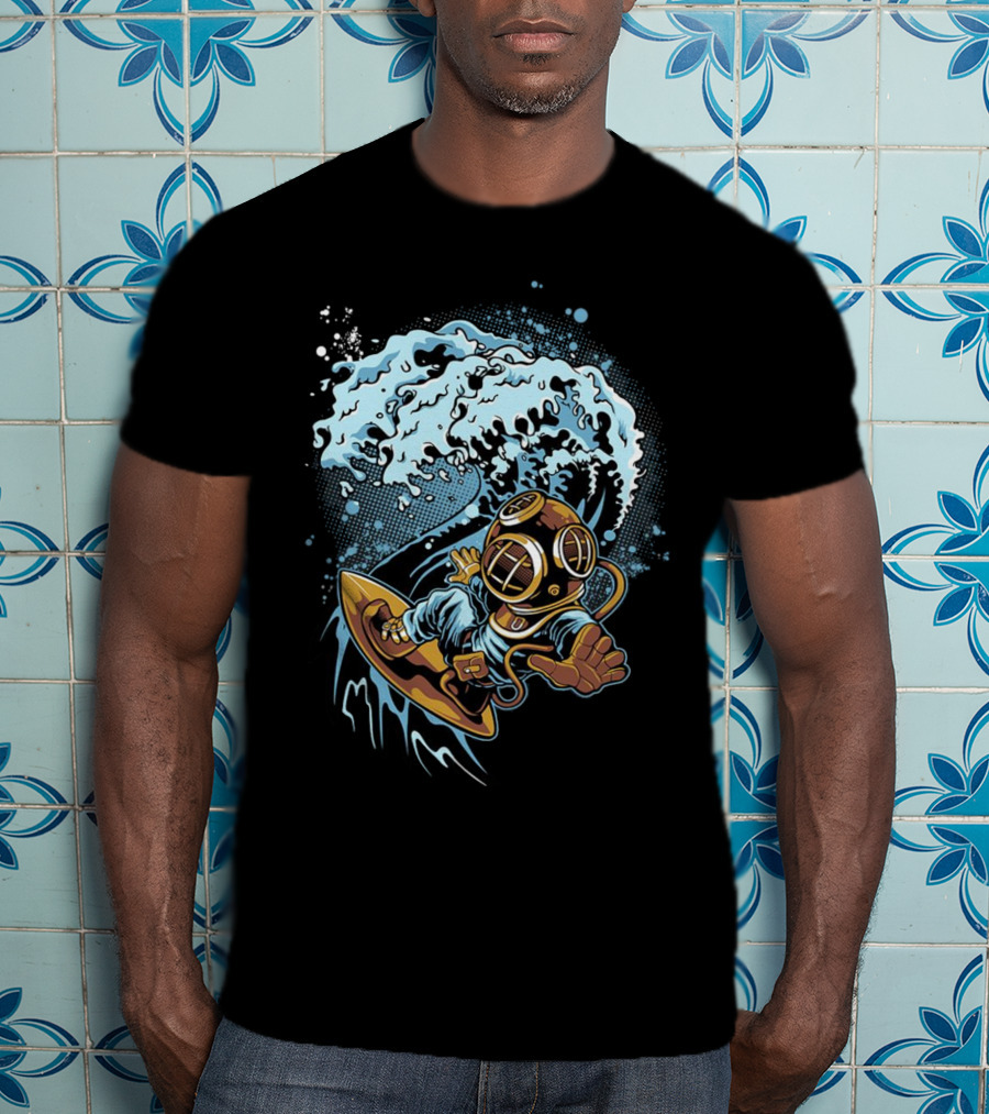 Vintage Diver Riding Cosmic Wave T-Shirt