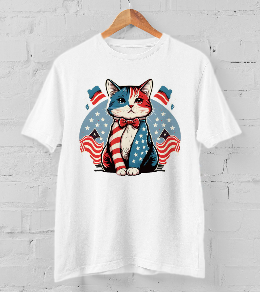 Cat American Flag T-Shirt
