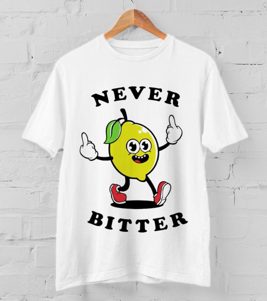 Lemon Never Bitter Playful Character With Upraised Hands T-Shirt