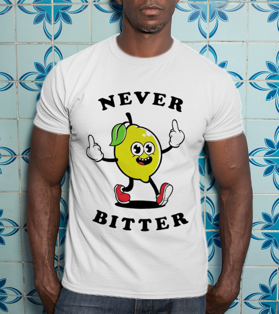 Lemon Never Bitter Playful Character With Upraised Hands T-Shirt
