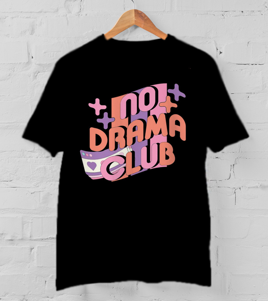 No Drama Club Cute Cartoon Heart Stripes And Shapes T-Shirt
