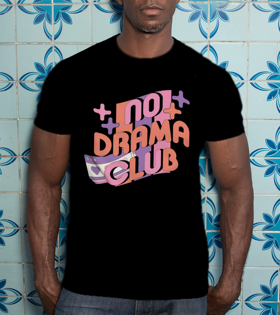 No Drama Club Cute Cartoon Heart Stripes And Shapes T-Shirt