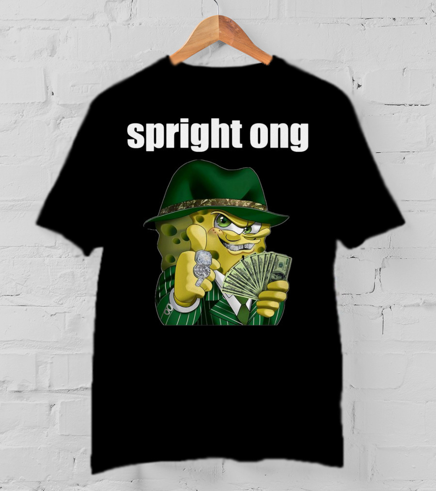Spright Ong Money Spongebob In Green Suit With Cash T-Shirt