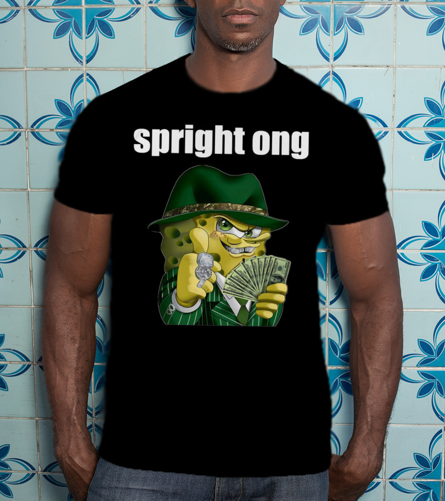 Spright Ong Money Spongebob In Green Suit With Cash T-Shirt