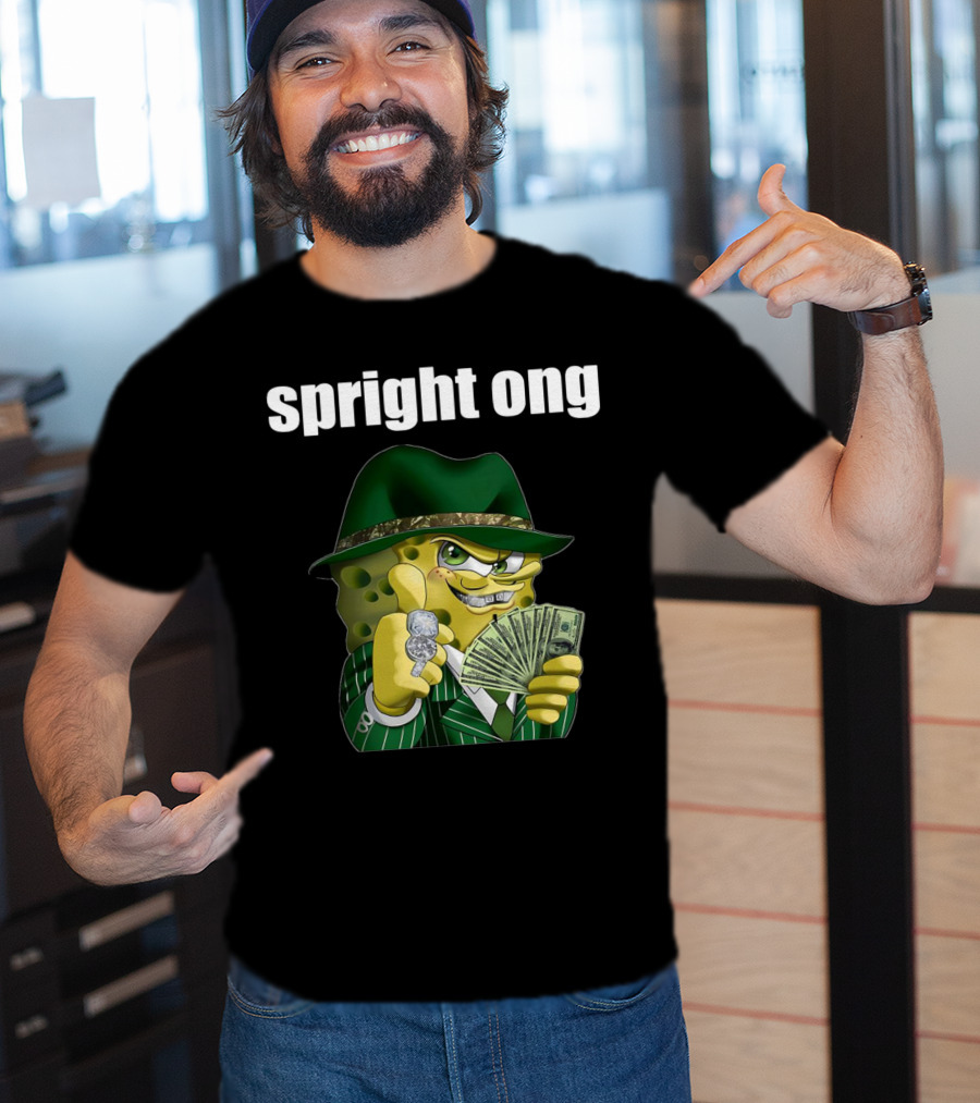 Spright Ong Money Spongebob In Green Suit With Cash T-Shirt