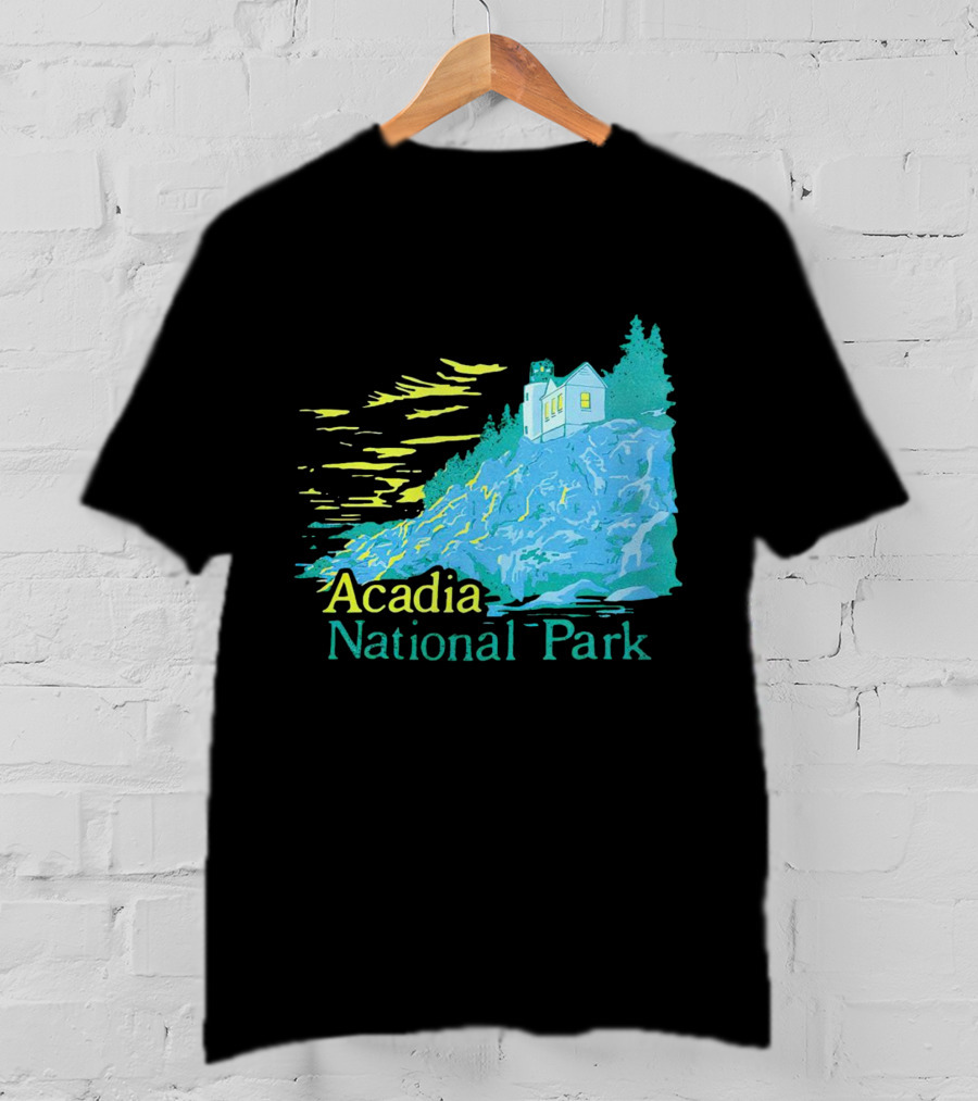 Acadia National Park Scenic Lighthouse And Rocky Cliff T-Shirt
