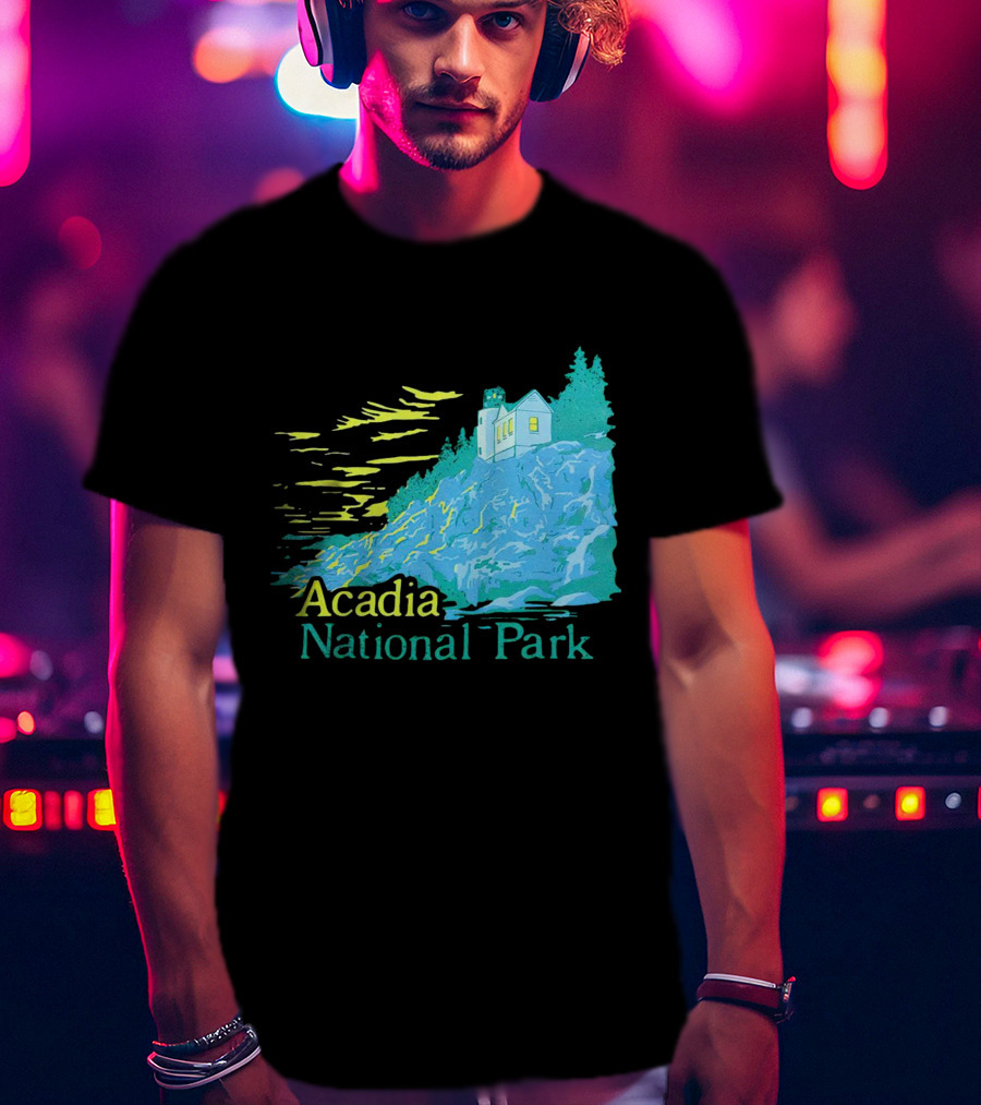 Acadia National Park Scenic Lighthouse And Rocky Cliff T-Shirt