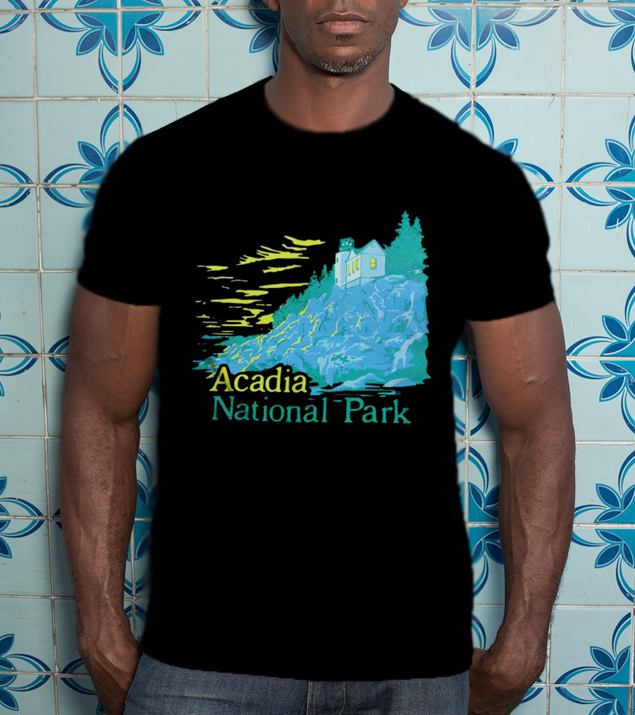 Acadia National Park Scenic Lighthouse And Rocky Cliff T-Shirt
