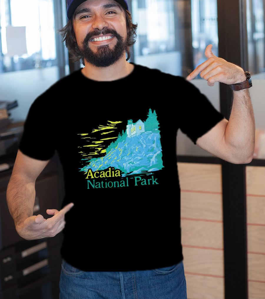 Acadia National Park Scenic Lighthouse And Rocky Cliff T-Shirt