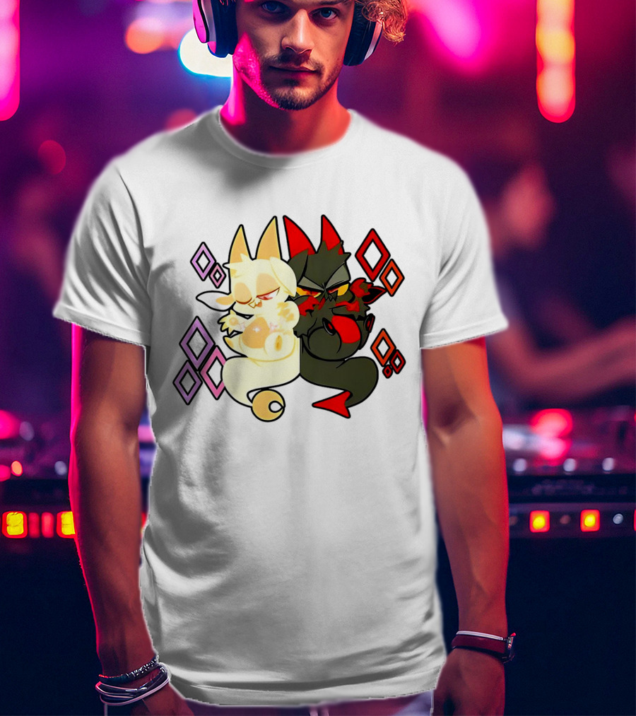 Chikn Nuggit Fwench Fwy Diamond Pattern Characters T-Shirt