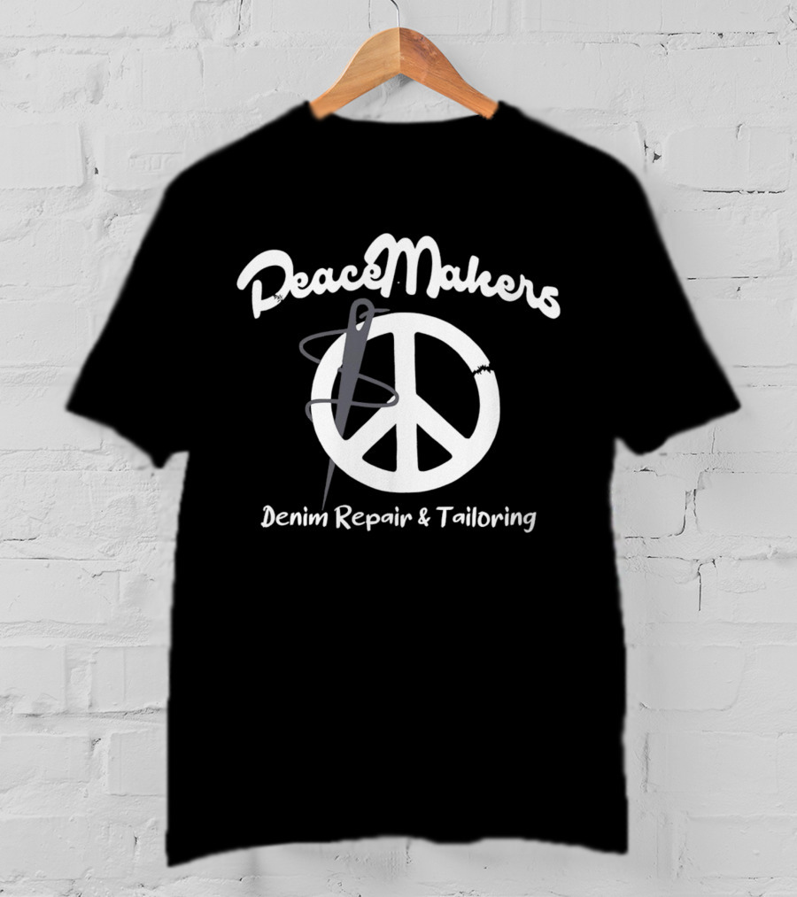 Peacemakers Denim Repair And Tailoring Needle And Peace T-Shirt