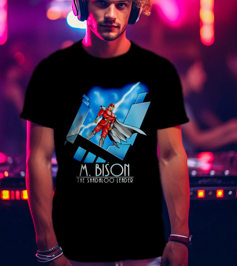 M. Bison The Shadaloo Leader Character With Lightning And Cityscape T-Shirt