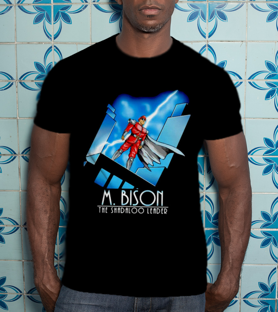 M. Bison The Shadaloo Leader Character With Lightning And Cityscape T-Shirt