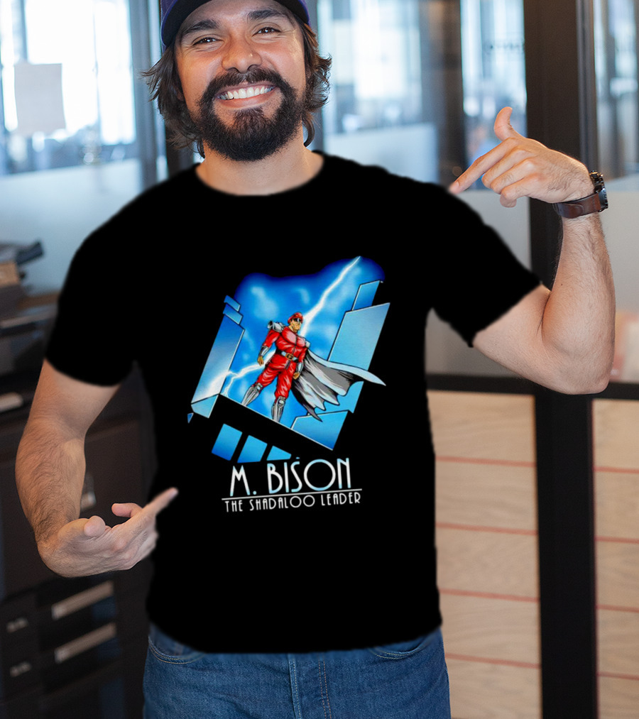 M. Bison The Shadaloo Leader Character With Lightning And Cityscape T-Shirt
