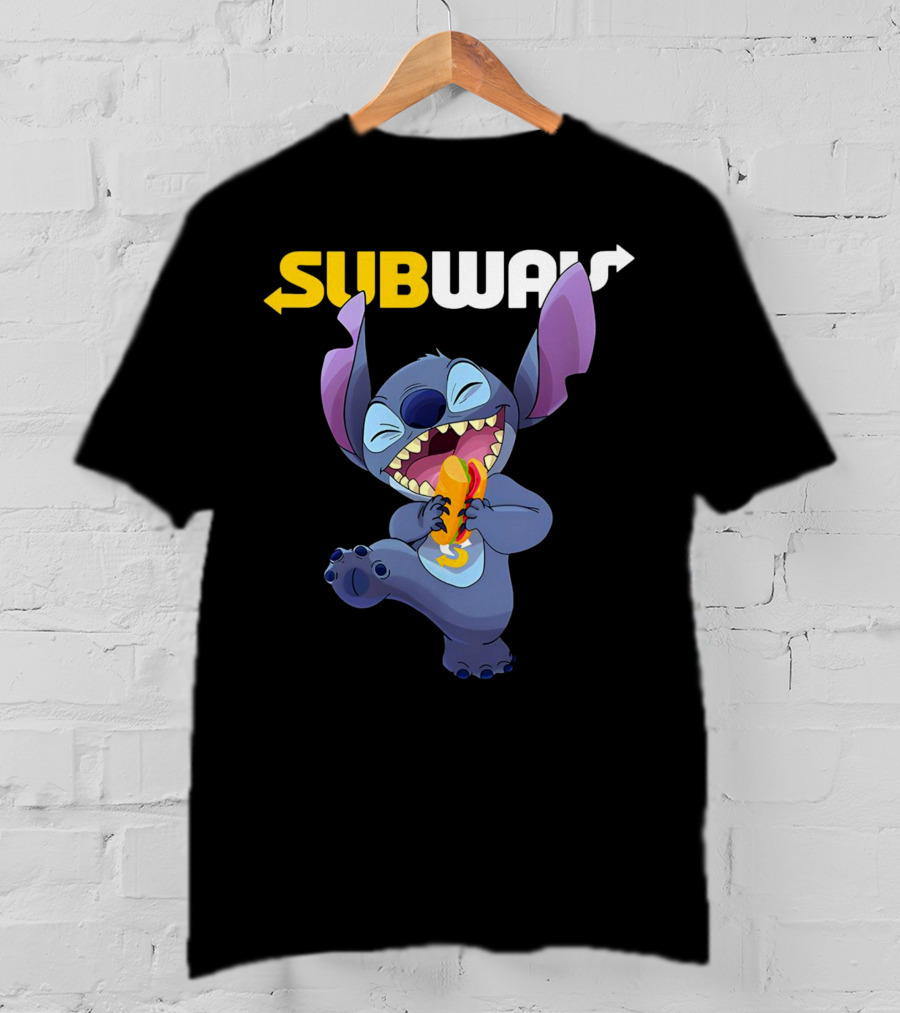 SUBWAY Stitch Eating Hotdog T-Shirt