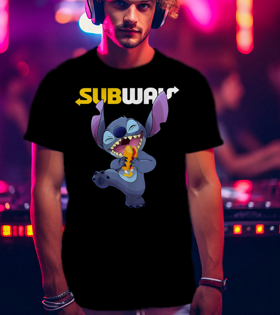 SUBWAY Stitch Eating Hotdog T-Shirt
