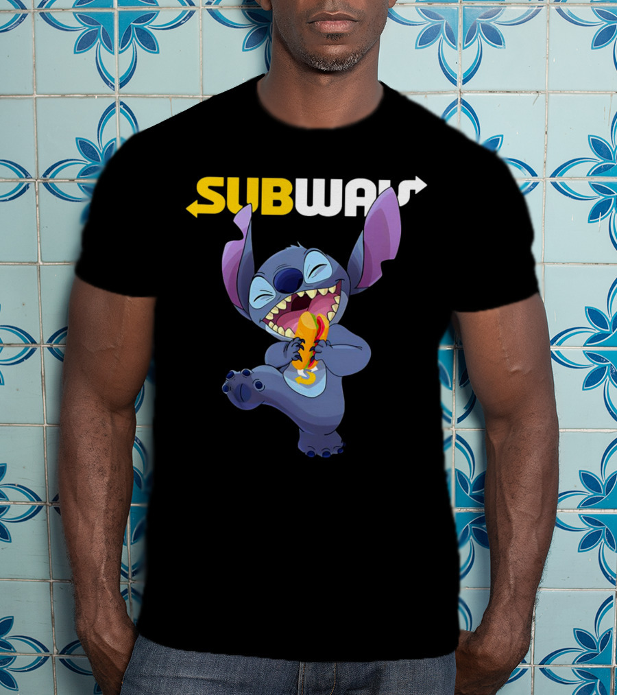SUBWAY Stitch Eating Hotdog T-Shirt