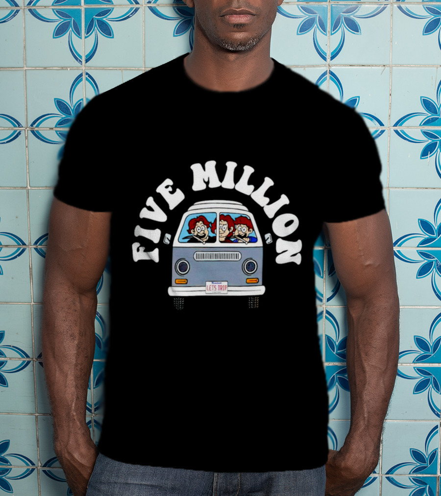 Five Million Let's Trip Cartoon Van Journey T-Shirt