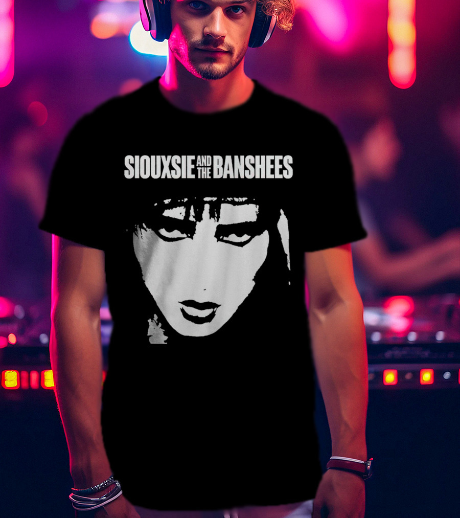 Siouxsie And The Banshees Bold Black And White Stylized Face T-Shirt