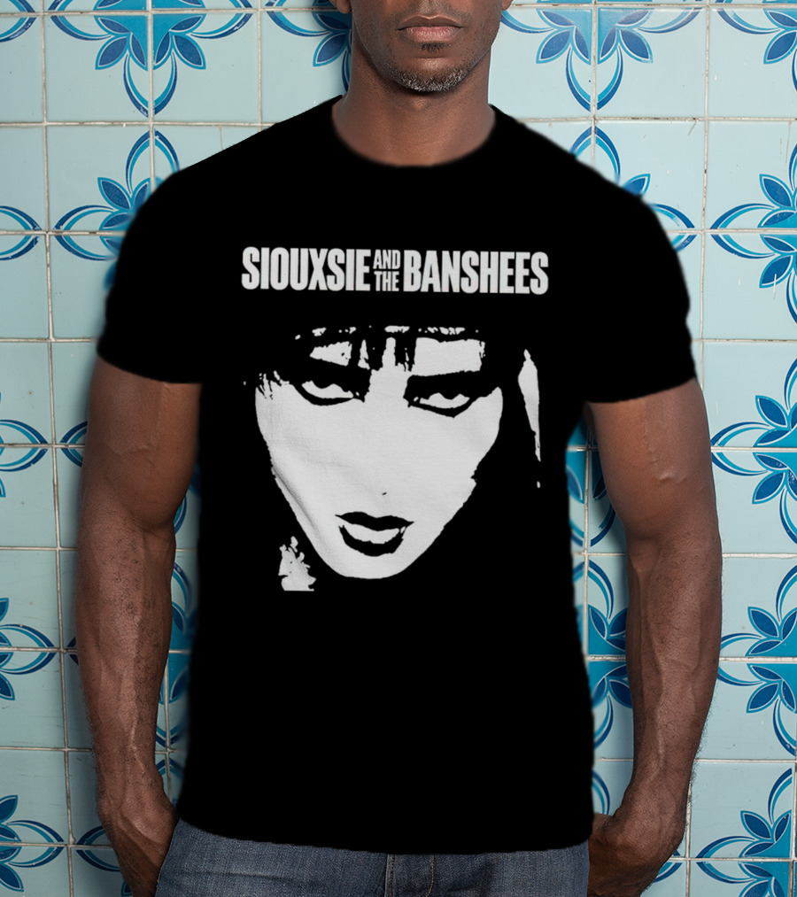 Siouxsie And The Banshees Bold Black And White Stylized Face T-Shirt