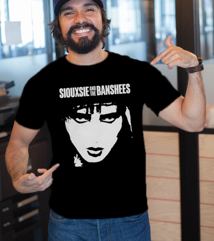 Siouxsie And The Banshees Bold Black And White Stylized Face T-Shirt
