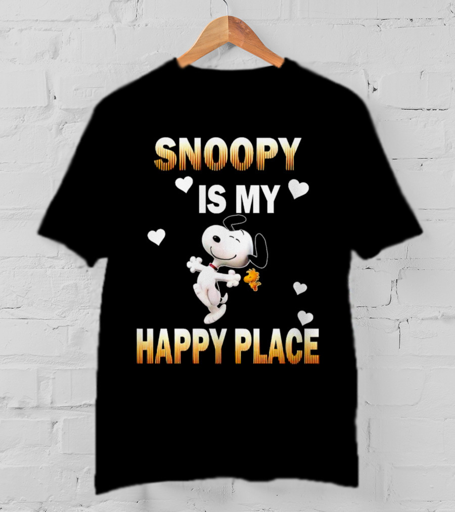 Snoopy Is My Happy Place Hearts Woodstock T-Shirt