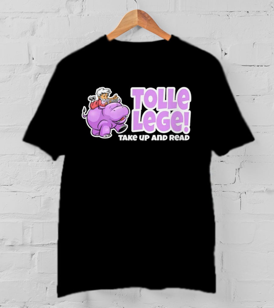 Tolle Lege Take Up And Read Purple Hippo And Child Reading T-Shirt