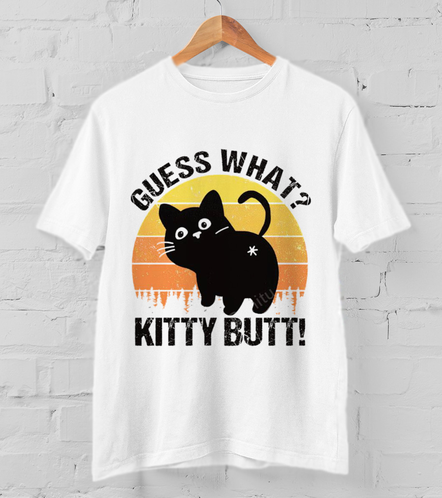 Guess What Kitty Butt Retro Sunset Forest T-Shirt