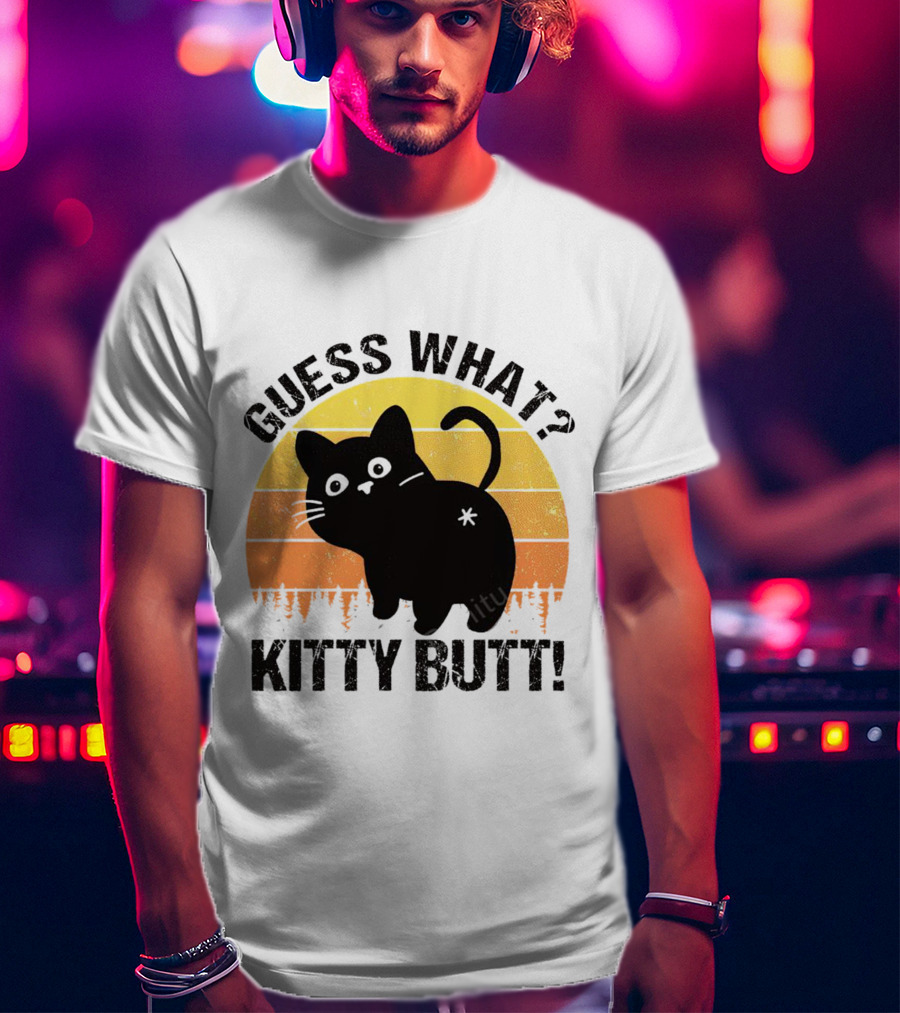 Guess What Kitty Butt Retro Sunset Forest T-Shirt