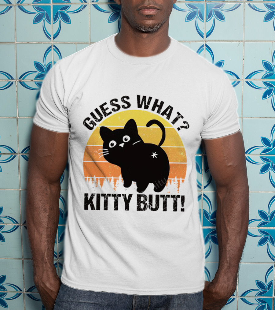 Guess What Kitty Butt Retro Sunset Forest T-Shirt