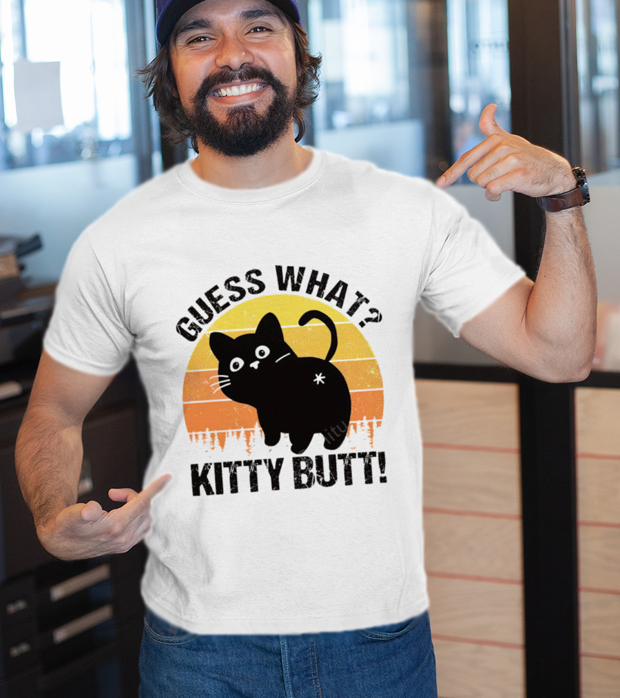 Guess What Kitty Butt Retro Sunset Forest T-Shirt