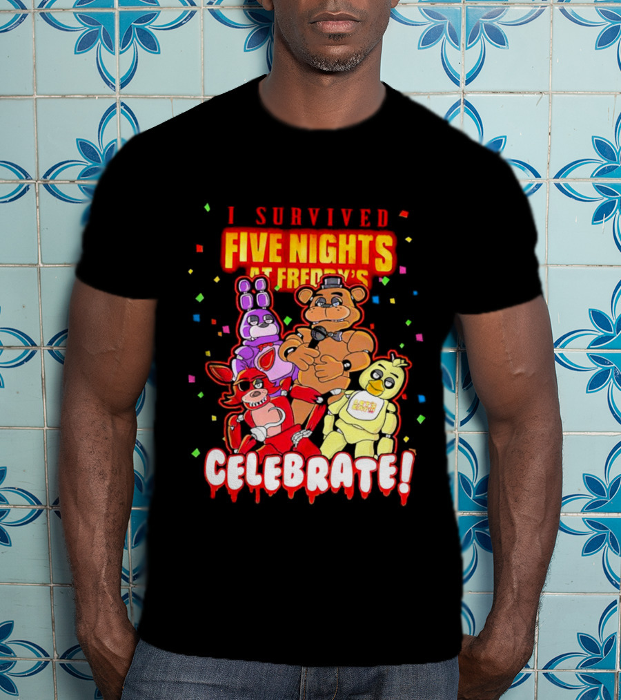I Survived Five Nights At Freddy’s Celebrate Freddy Bonnie Chica Foxy T-Shirt