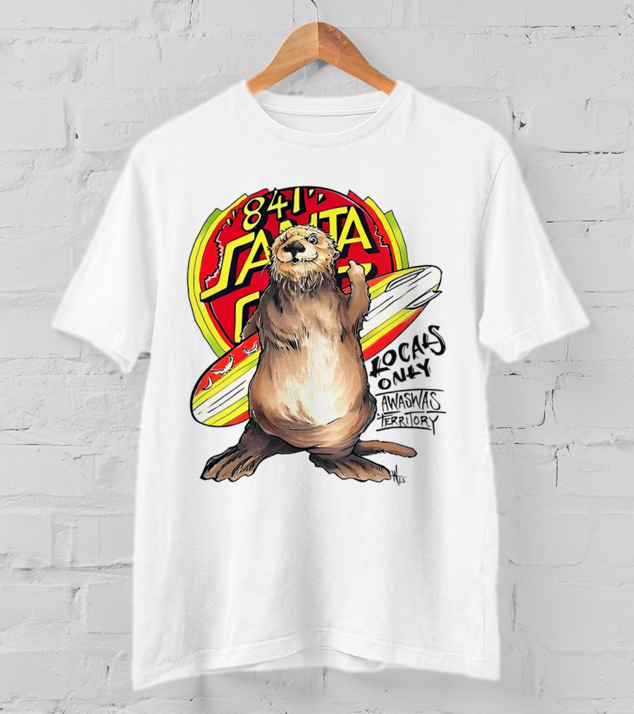 Otter 841 Santa Cruz Locals Only Awaswas Territory Surfing T-Shirt