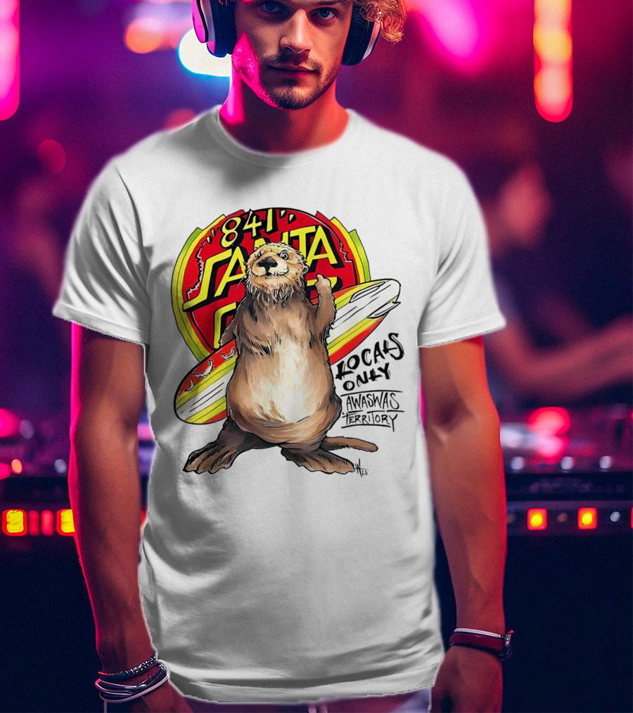 Otter 841 Santa Cruz Locals Only Awaswas Territory Surfing T-Shirt