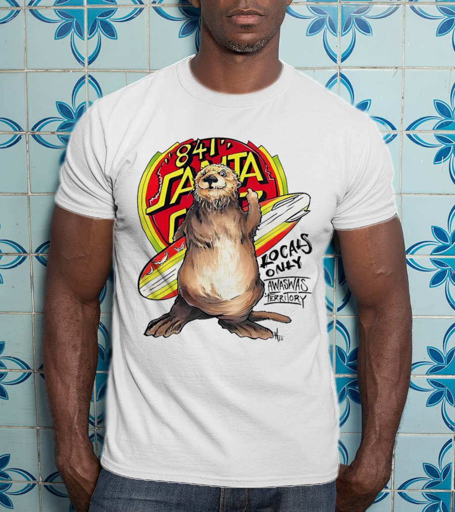 Otter 841 Santa Cruz Locals Only Awaswas Territory Surfing T-Shirt