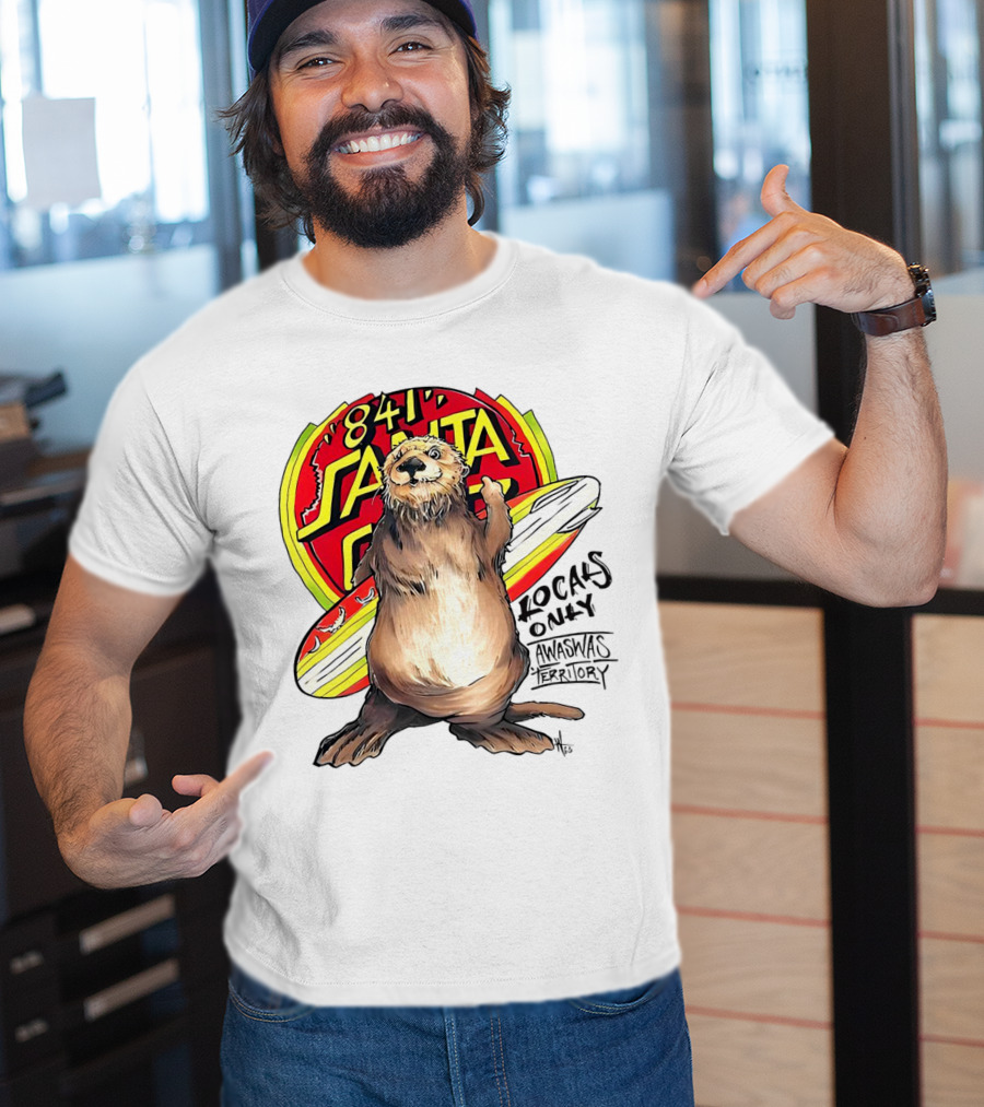 Otter 841 Santa Cruz Locals Only Awaswas Territory Surfing T-Shirt