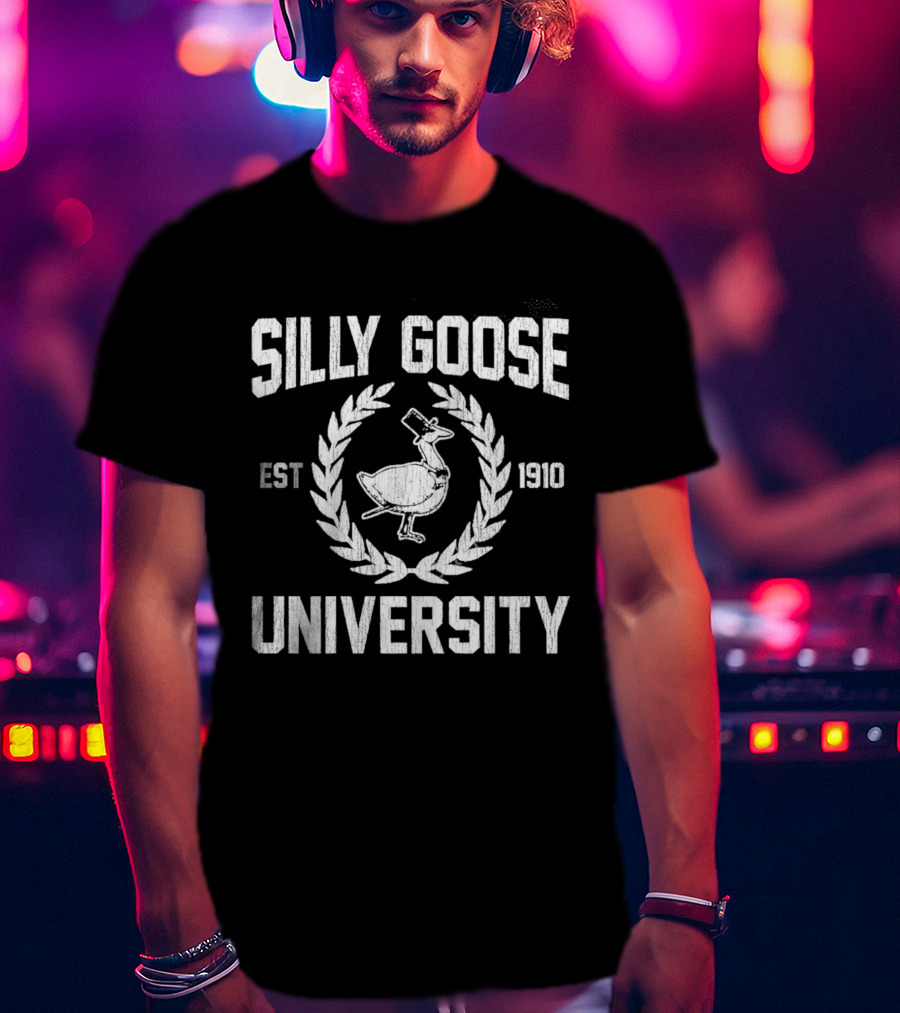 Silly Goose University Est 1910 Top Hat Laurel Crest T-Shirt