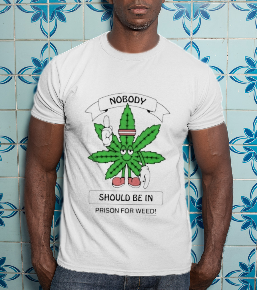 Nobody Should Be In Prison For Weed Leaf Character T-Shirt