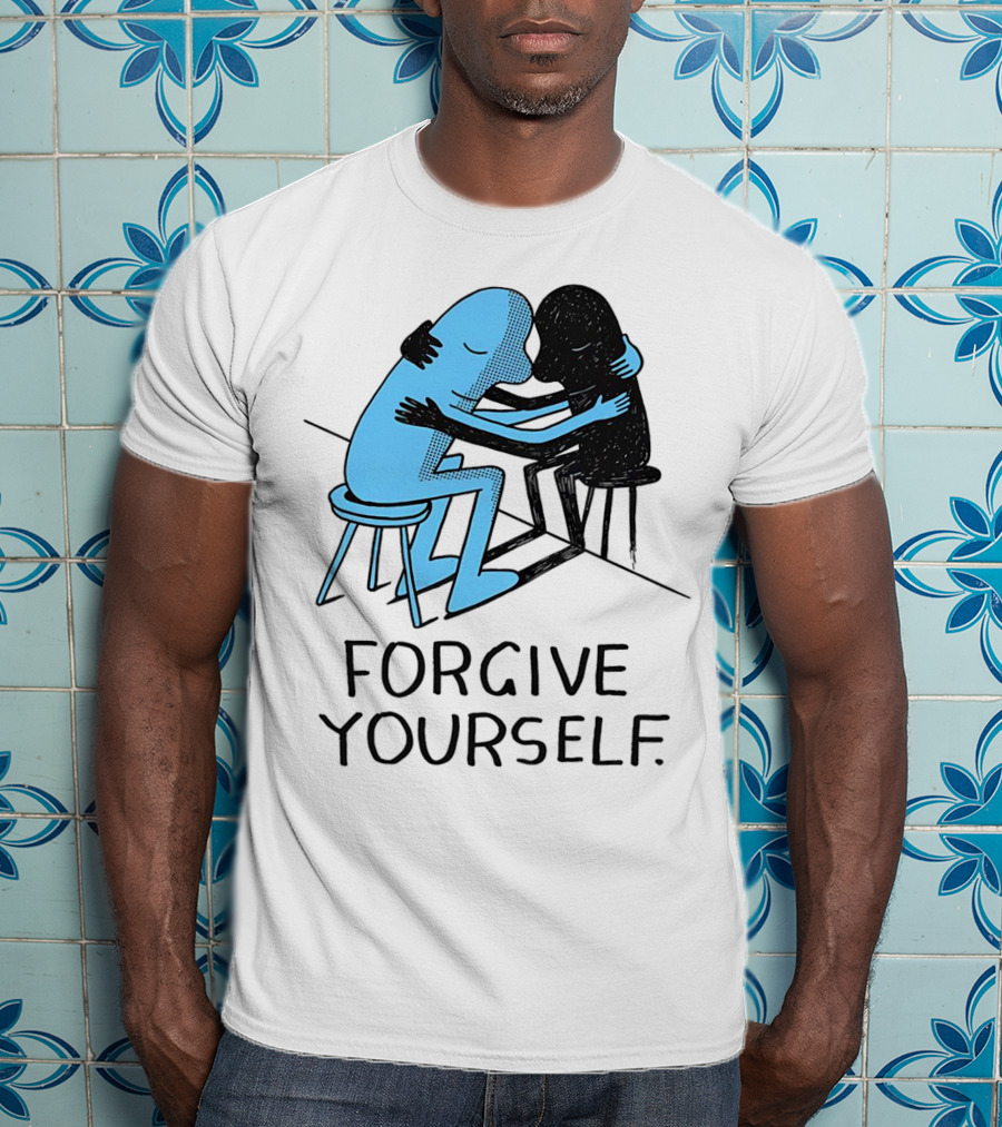 Forgive Yourself Embracing Blue And Black Figures T-Shirt