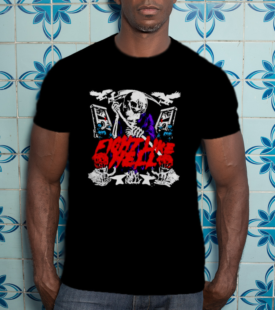 Kim Kelly Fight Like Hell Skeleton Sickle 80s Arcade T-Shirt
