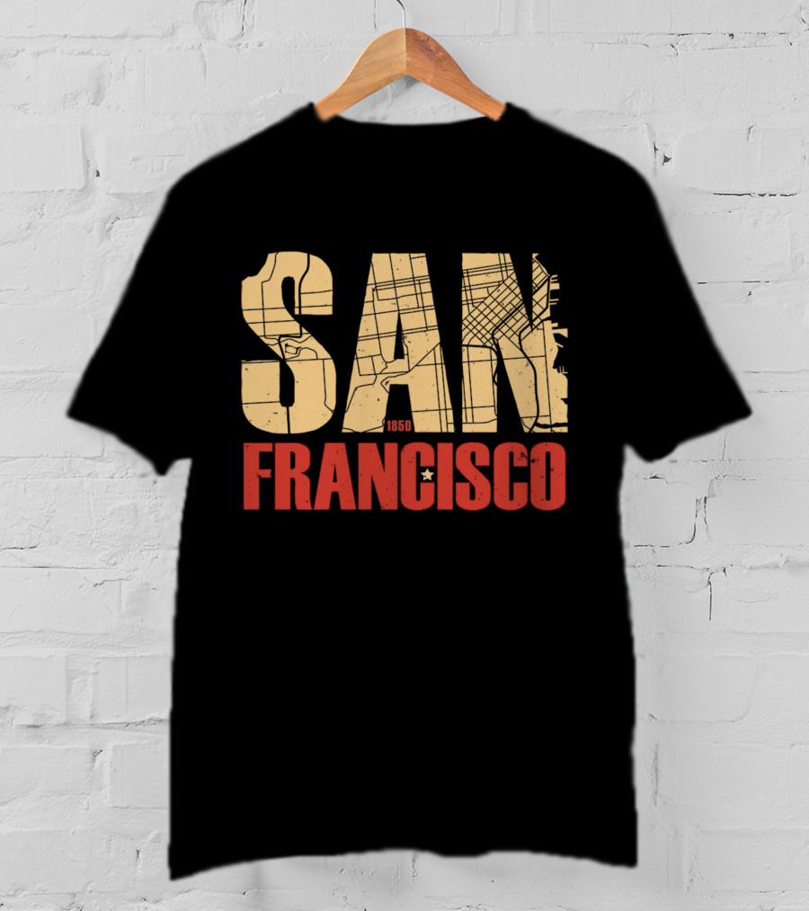 San Francisco 1850 Map Typography T-Shirt